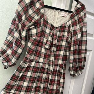 Ivy City Co EUC Holiday Cotton Plaid Dress SMALL